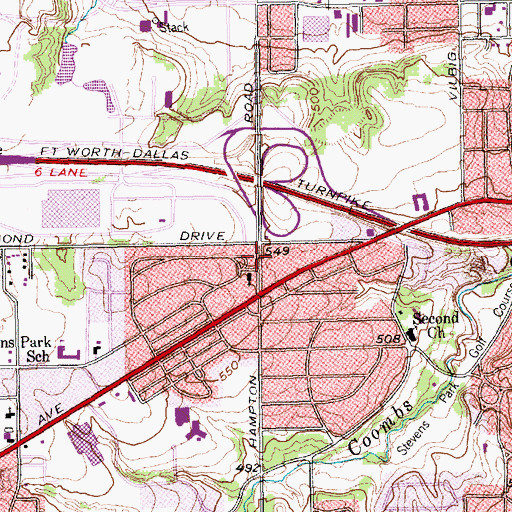 Topographic Map of Family Worship Center, TX