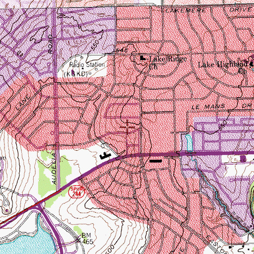 Topographic Map of Fellowship Bible Church, TX