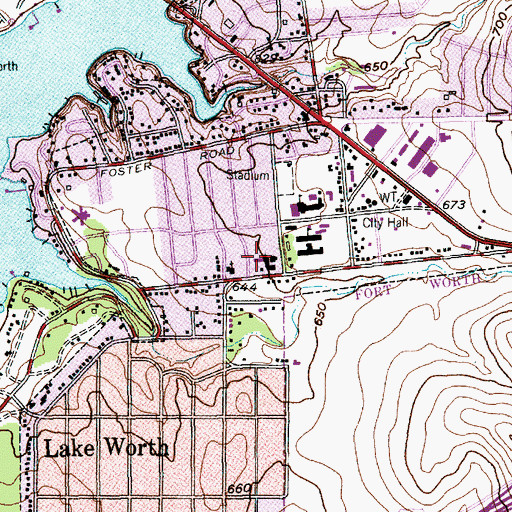 Topographic Map of First Baptist Church, TX