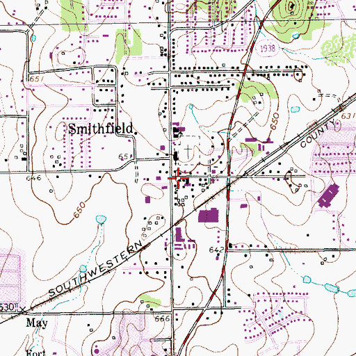 Topographic Map of First Baptist Church, TX
