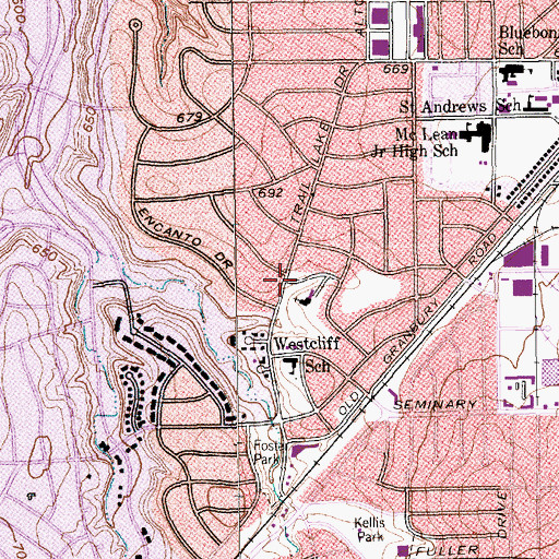 Topographic Map of First Congregational Church, TX