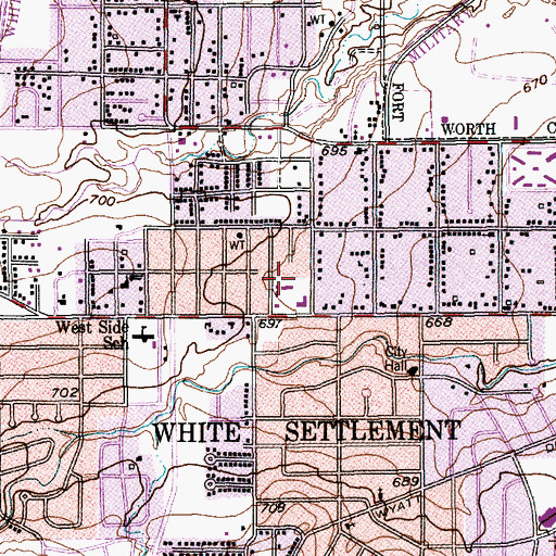 Topographic Map of Fort Worth Baptist Temple, TX