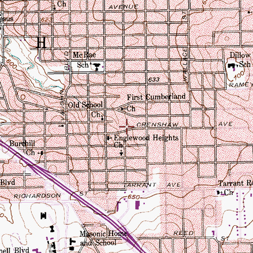 Topographic Map of Freshly Anointed Baptist Church, TX