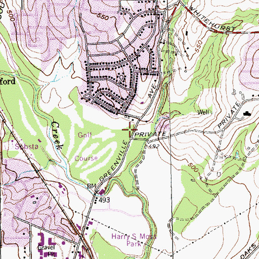 Topographic Map of Gaston Oaks Baptist Church, TX