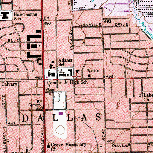 Topographic Map of Grace and Truth Apostolic Church, TX