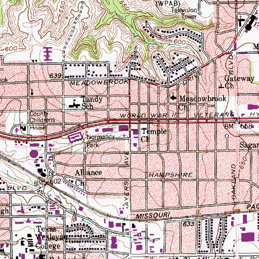Topographic Map of Greater First Missionary Church, TX