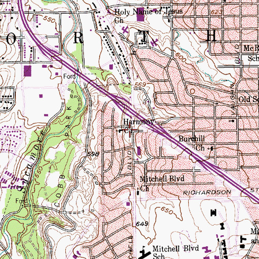 Topographic Map of Greater Saint Luke Baptist Church, TX