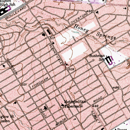 Topographic Map of Greater Shiloh Baptist Church, TX