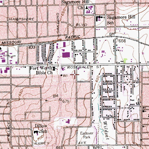 Topographic Map of Greater True Vine Baptist Church, TX