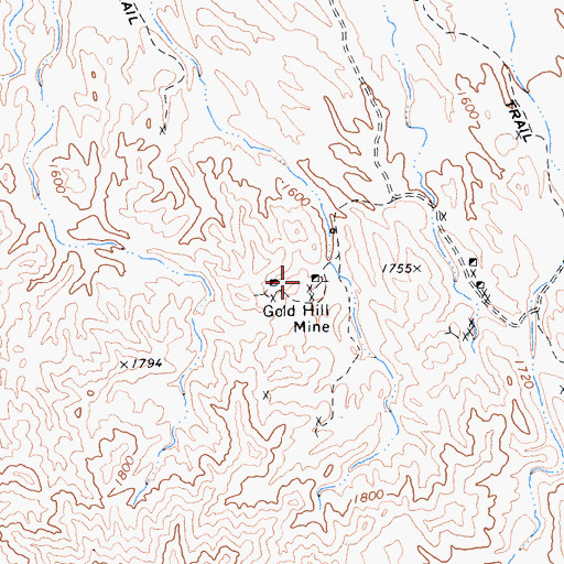 Topographic Map of Gold Hill Mine, CA