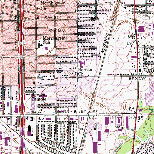 Topographic Map of Harvest Church, TX
