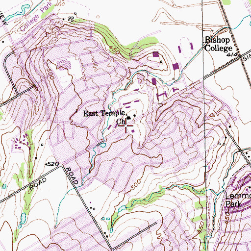 Topographic Map of Highland Hills United Methodist Church, TX