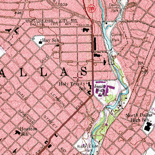 Topographic Map of Highland Park Presbyterian Church, TX