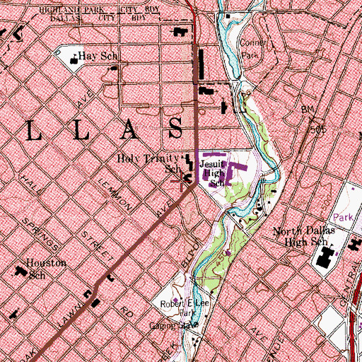 Topographic Map of Holy Trinity Catholic Church, TX