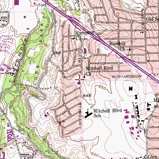 Topographic Map of House of Praise Community Church, TX