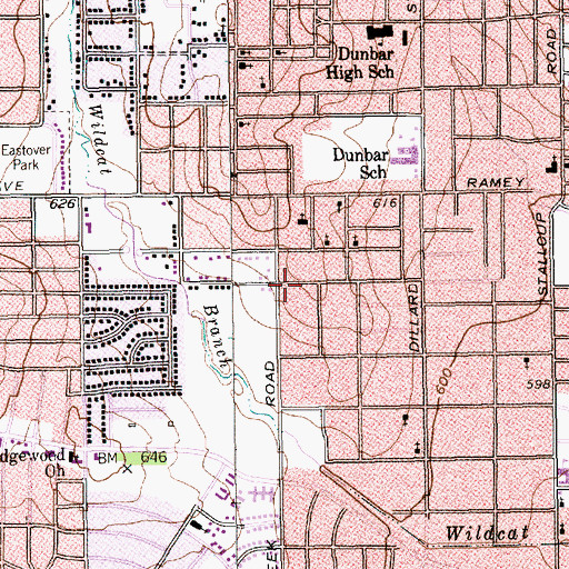 Topographic Map of House of Prayer Church of God in Christ, TX