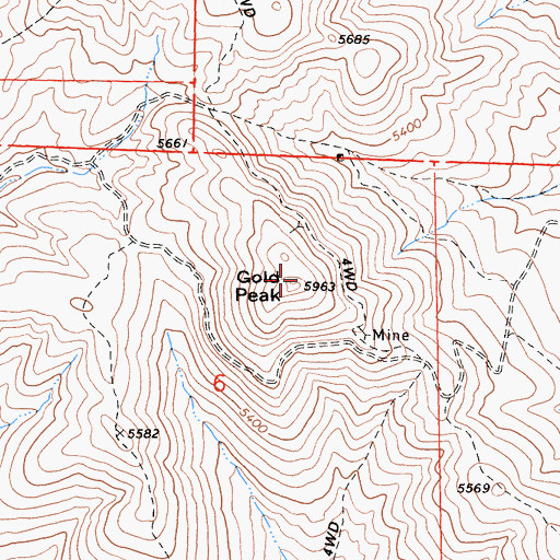 Topographic Map of Gold Peak, CA