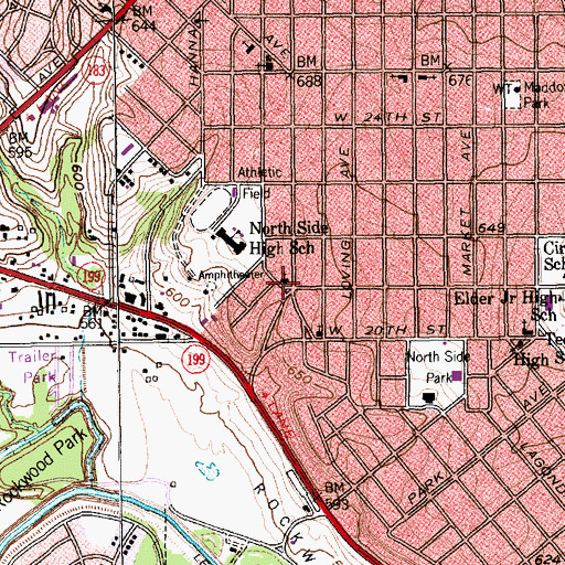 Topographic Map of Iglesia Adventista Northside, TX