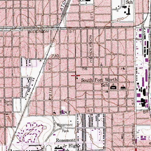 Topographic Map of Iglesia Bautista de Agua Viva, TX