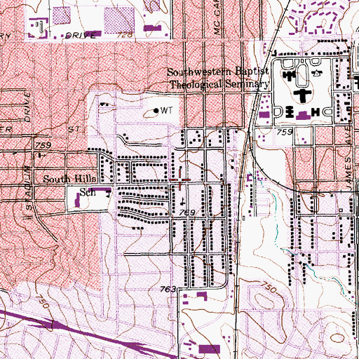 Topographic Map of Iglesia Bautista El Buen, TX