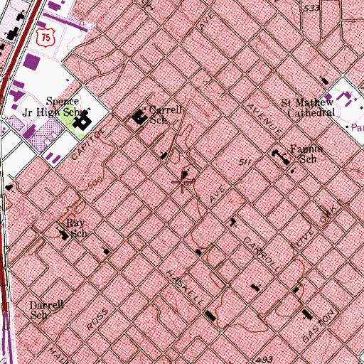 Topographic Map of Iglesia Bautista Vencedores, TX