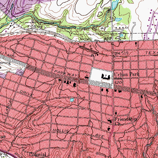 Topographic Map of Iglesia Cristiana Bethel, TX