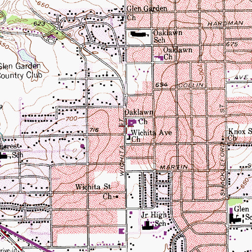 Topographic Map of Abundant Life United Methodist Church, TX