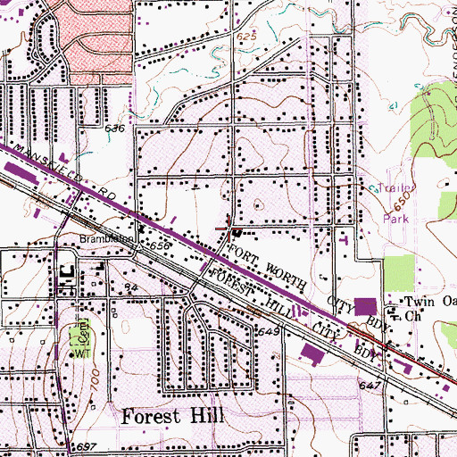 Topographic Map of Acts Church of Fort Worth, TX