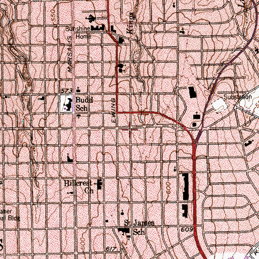 Topographic Map of All Saints Pentecostal Church, TX