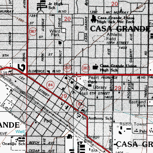 Topographic Map of Elliott Park, AZ