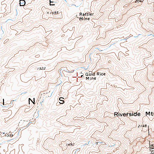 Topographic Map of Gold Rice Mine, CA