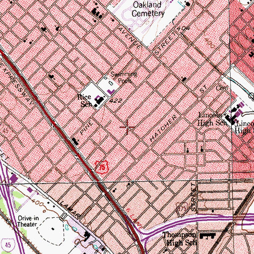 Topographic Map of Baldwin Chapel Church of God, TX