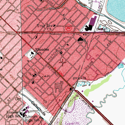 Topographic Map of Beginners Baptist Church, TX