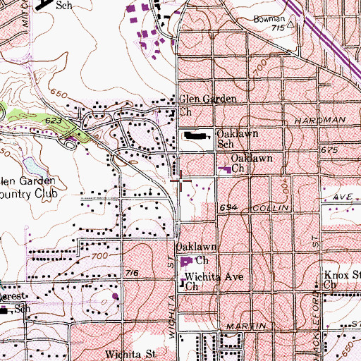 Topographic Map of Beth Eden Missionary Baptist Church, TX