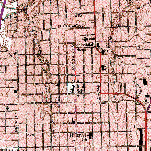 Topographic Map of Bexar Street Baptist Church, TX
