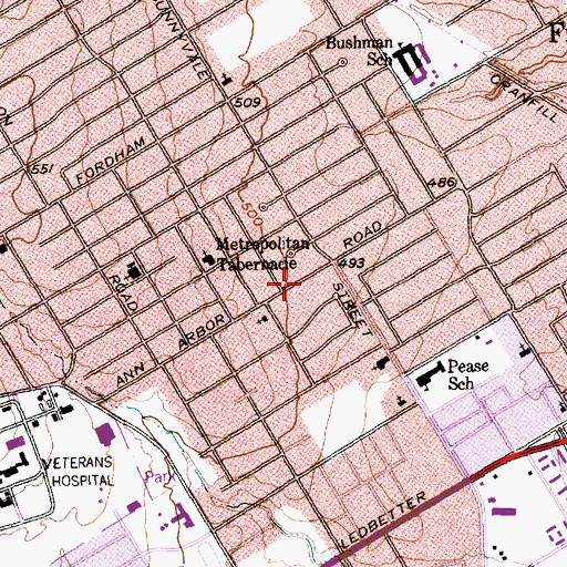Topographic Map of Bible Temple Christian Center, TX