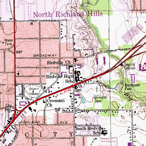 Topographic Map of Birdville Church of Christ, TX