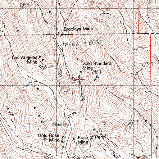 Topographic Map of Gold Standard Mine, CA