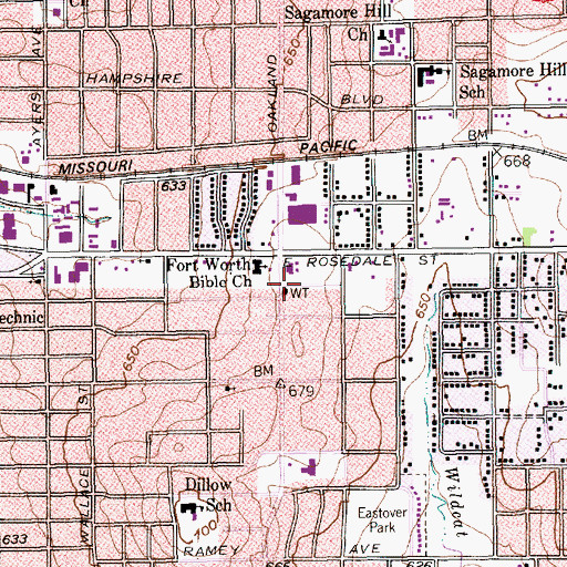 Topographic Map of Bright Glory Missionary Church, TX
