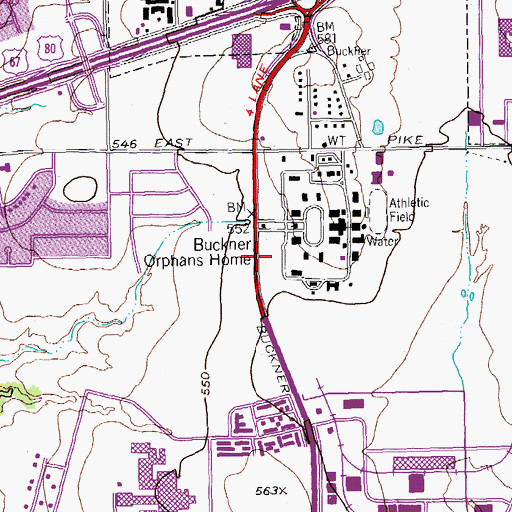 Topographic Map of Buckner Home Baptist Church, TX