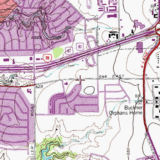 Topographic Map of Buckner Terrace Baptist Church, TX