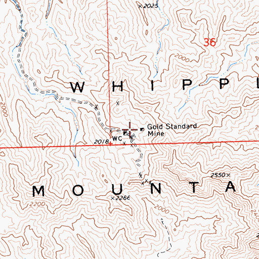 Topographic Map of Gold Standard Mine, CA