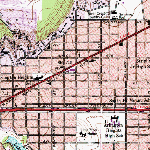 Topographic Map of Calvary Bible Church, TX