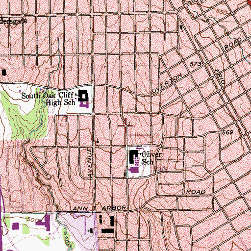 Topographic Map of Calvary Temple Holiness Church, TX