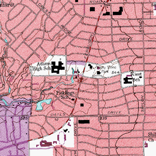 Topographic Map of Casa View Assembly of God Church, TX
