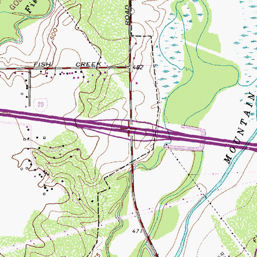 Topographic Map of Interchange 457, TX