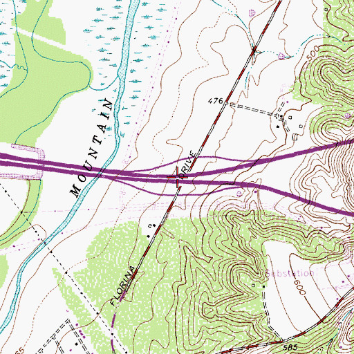 Topographic Map of Interchange 458, TX