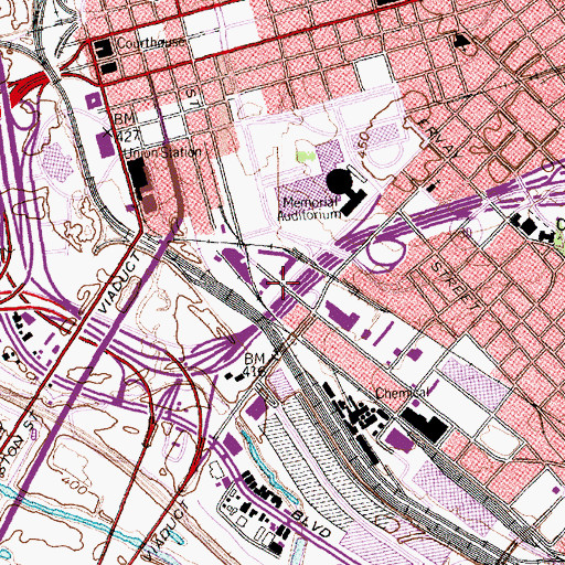 Topographic Map of Interchange 45A, TX