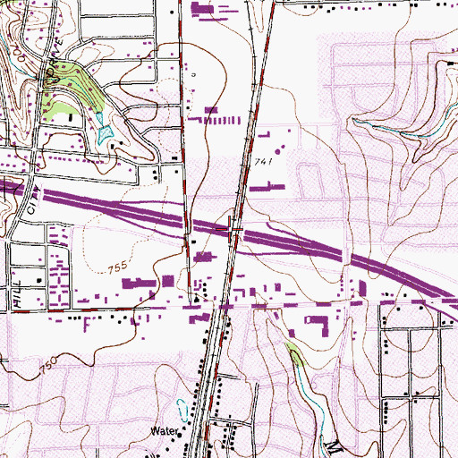 Topographic Map of Interchange 462B, TX
