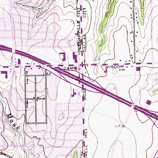 Topographic Map of Interchange 463, TX